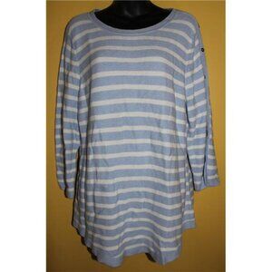 Talbots Petites XL Petite XLP Baby Blue White Striped Top Gorgeous